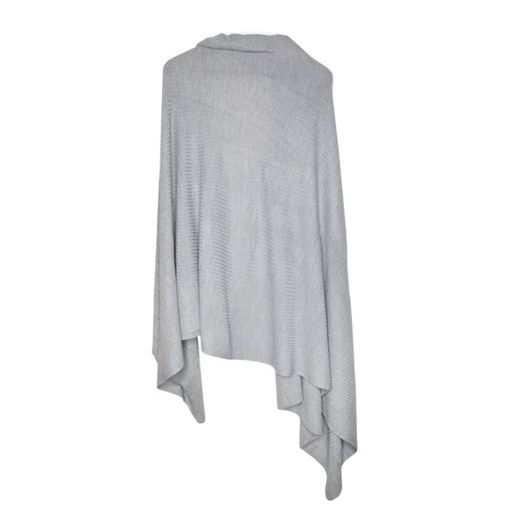 A New Day Long Grey Acrylic Knit Ribbed Wrap Shawl Scarf Blanket Oversized Winte - Picture 7 of 8